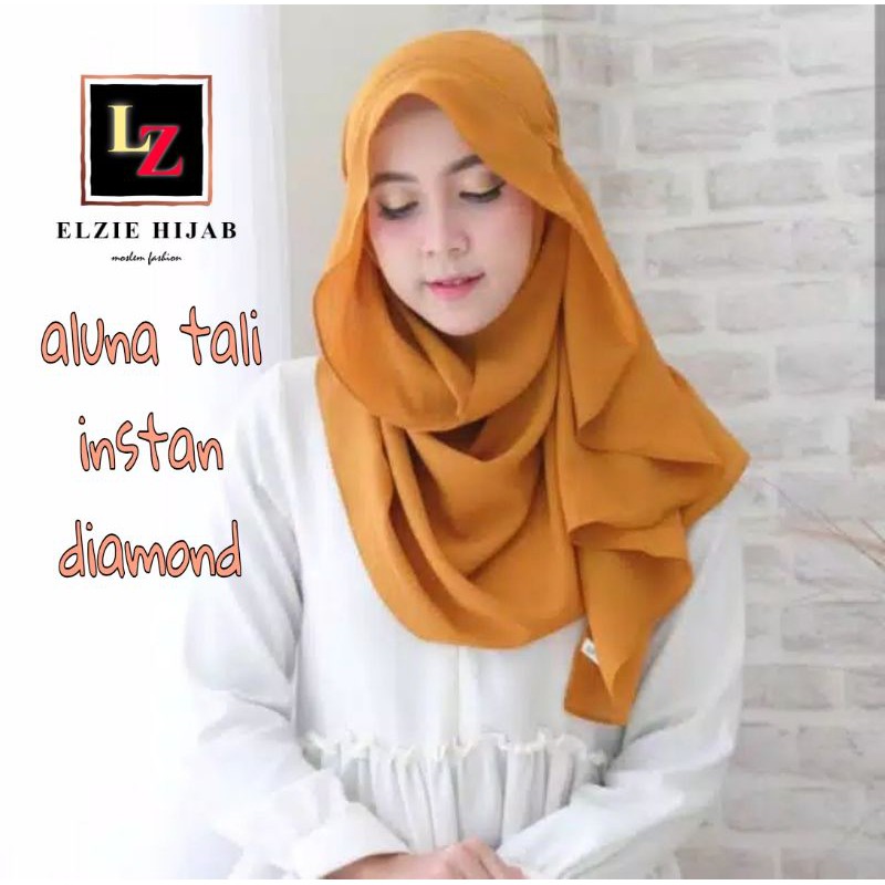 ELZIE HIJAB | HIJAB ALUNA PASHMINA INSTAN TALI | HIJAB DIAMOND