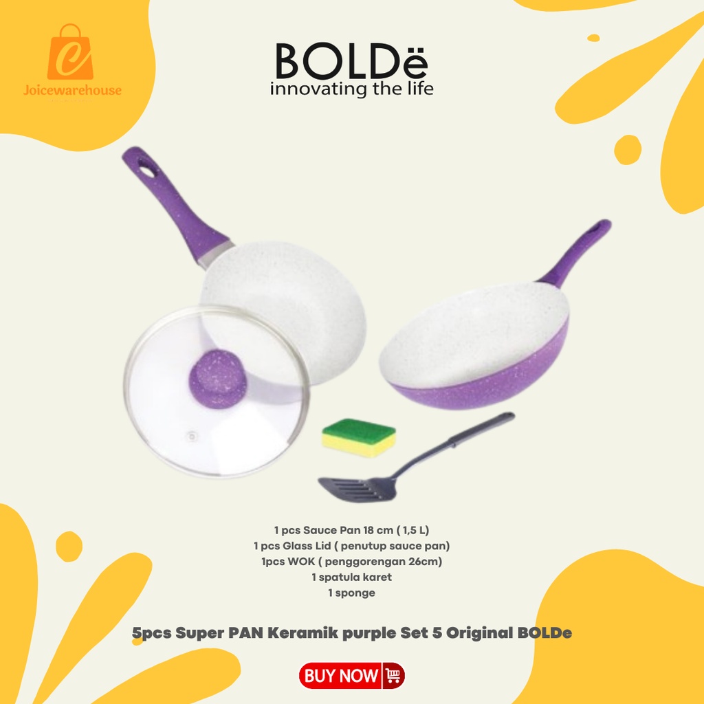 5pcs Super PAN Keramik purple Set 5 Original BOLDe Panci Keramik Premium