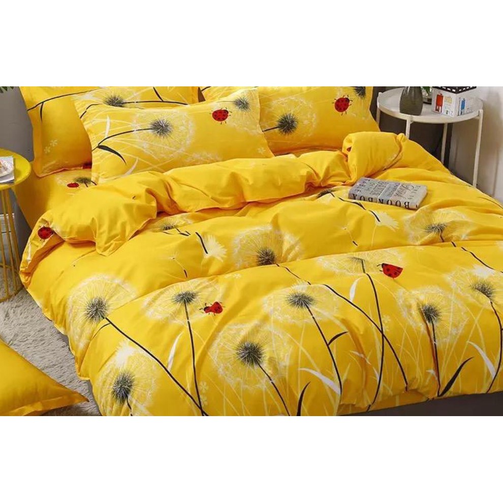 Vhepra Sprei Katun Motif Dandelion Kuning