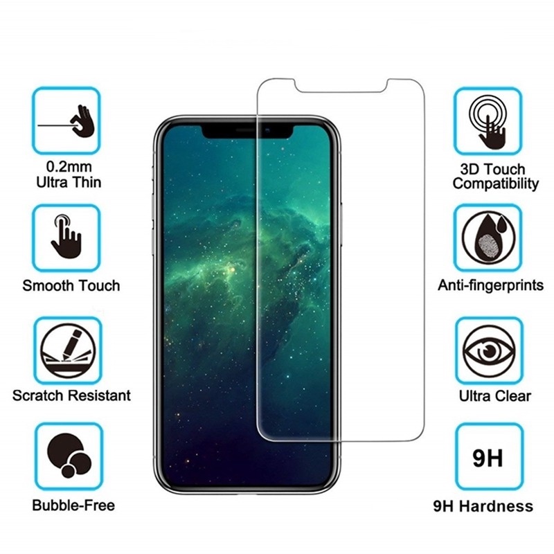 Pelindung Layar Tempered Glass 9h Transparan Anti Ledakan Untuk iPhone X / XR / XS Max