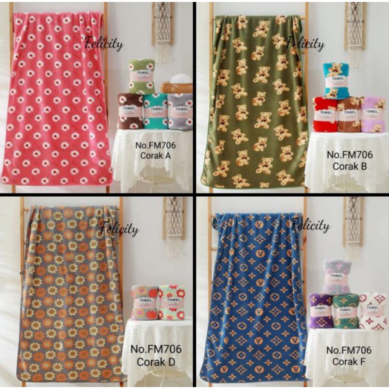 HANDUK MICROFIBER TOWEL JOY LIFE UKURAN 70 x 140 CM