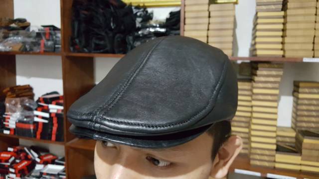 Topi Gaul Kulit Asli - Topi Pria Kulit - Topi Kulit Asli Garut