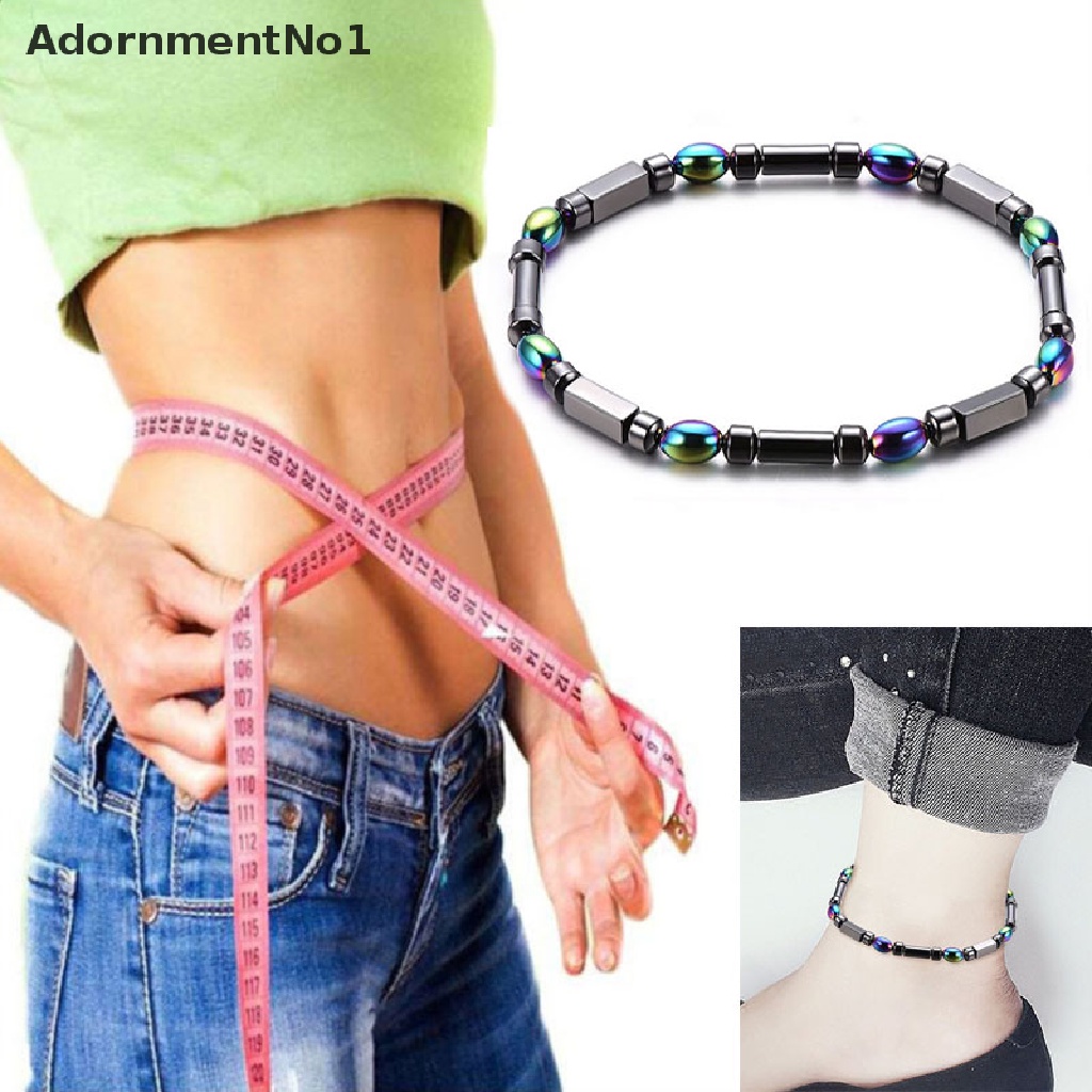 (AdornmentNo1) Gelang Kaki Manik-Manik Batu Hematite Magnetik Untuk Kesehatan / Menurunkan Berat Badan