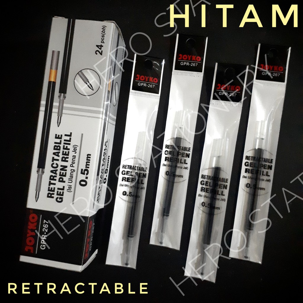 

Refill retractable pen gel ctek joyko 0.5 mm GPR-267 tinta hitam . 24 unit