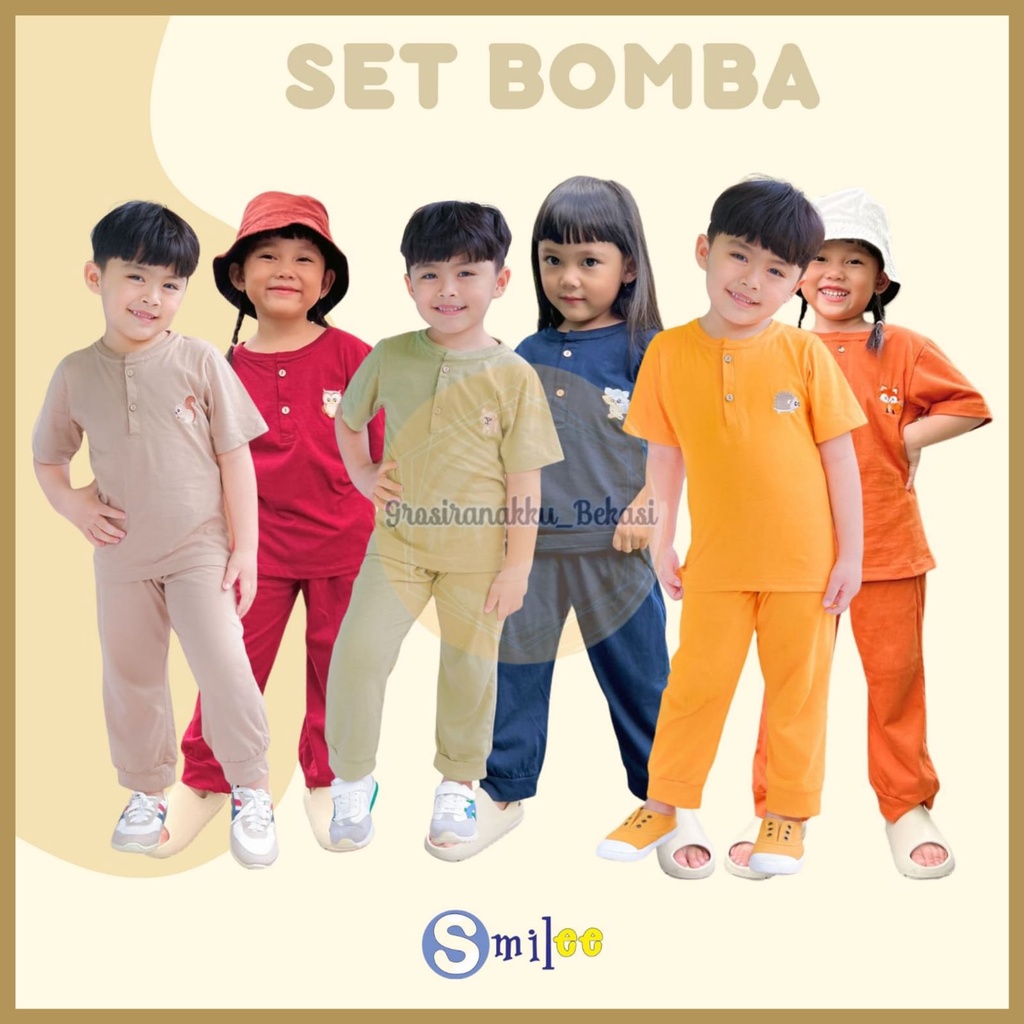 Setelan Anak Smilee Unisex Bomba Mix Warna Size 1-5tahun