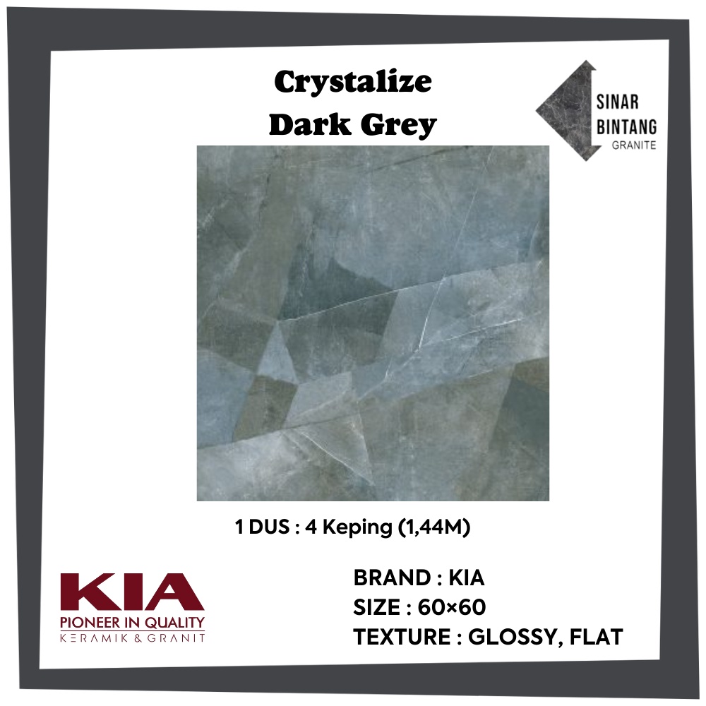 Granit 60X60 | Granit Lantai Crystalize Dark Grey KIA