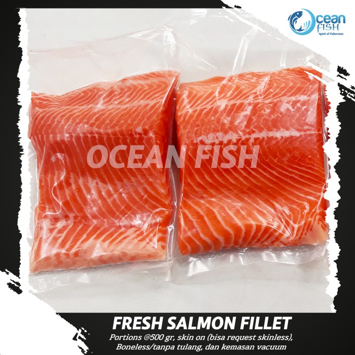

Salmon Fillet Portion @500gr/Salmon Super Fresh/Salmon Fish Original/Salmon Sashimi Grade Ready to Eat