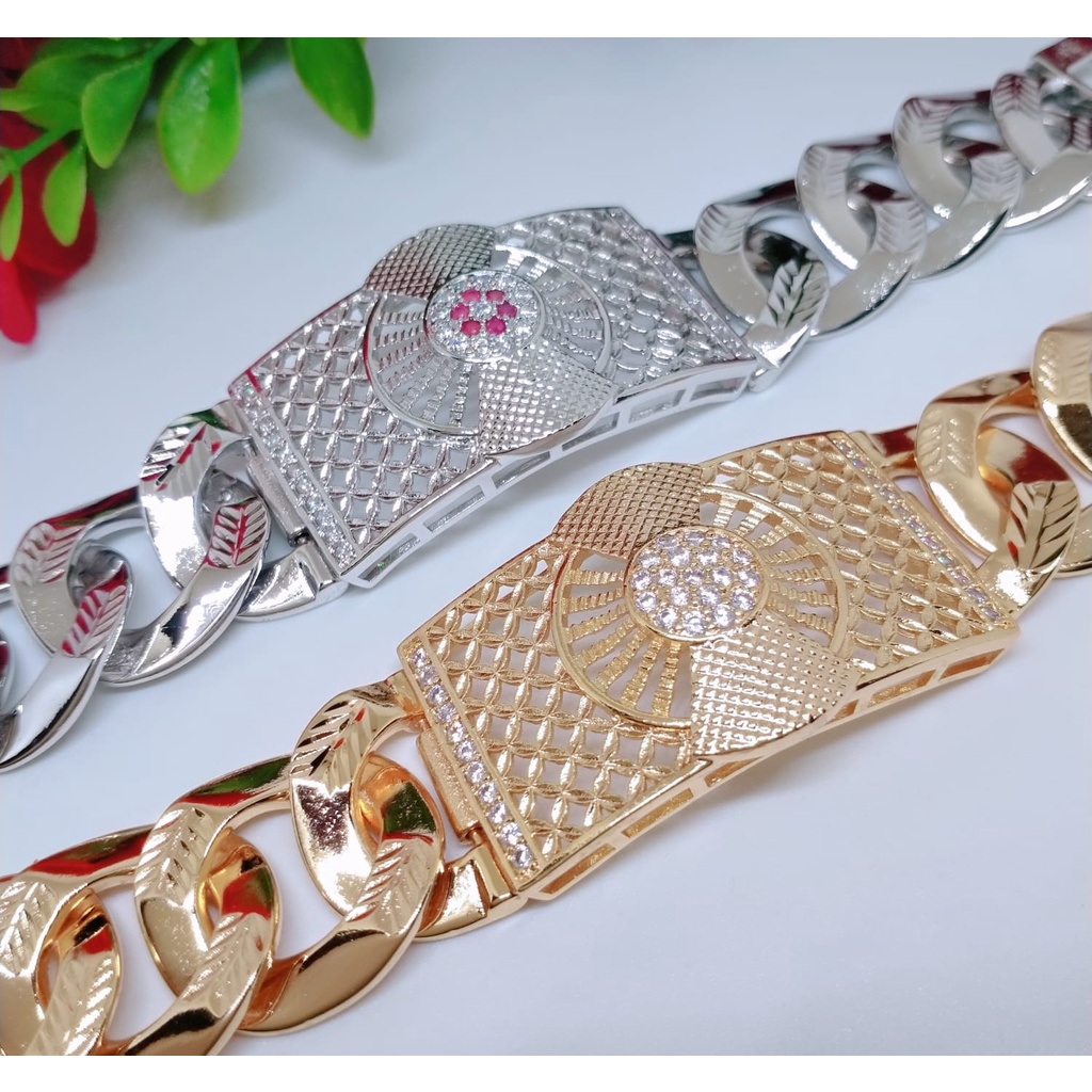Gelang Rantai Jumbo Titanium Xuping Perhiasan Aksesoris Lapis Emas 18,24 Karat