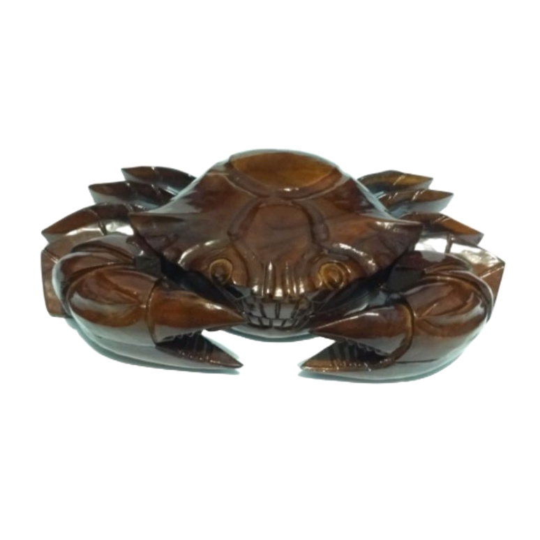 Asbak/toples bentuk kepiting asli kayu jati Jepara
