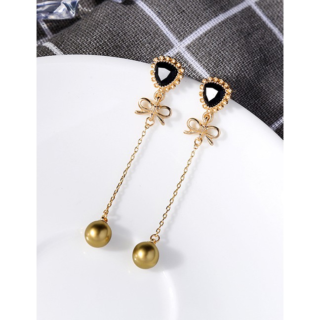 LRC Anting Tusuk Fashion Long Earrings Gemstone Bow Earrings D44968