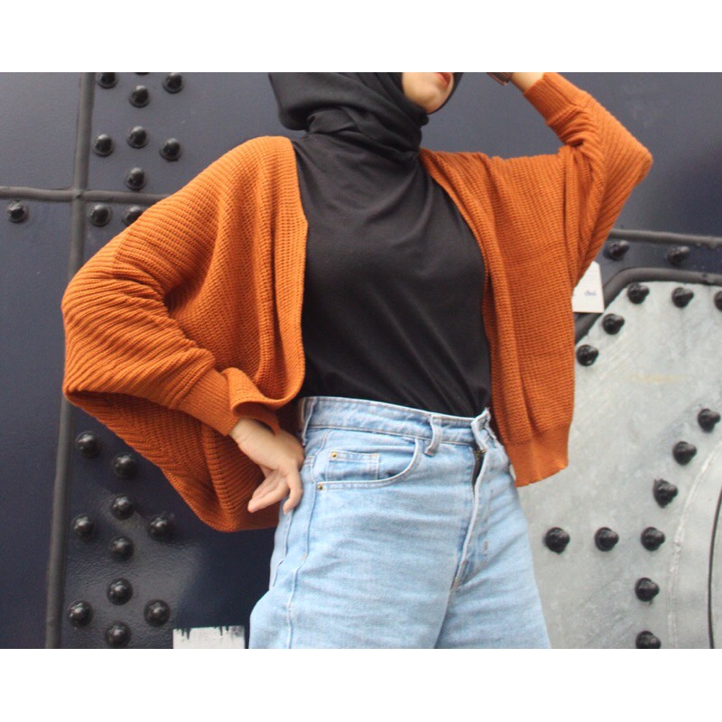 [RAJUT] Cardigan Rajut BATWING tebal-terracotta