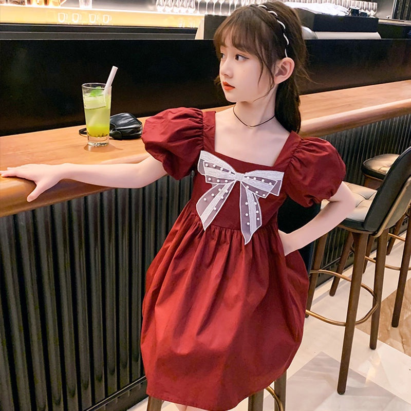 Meonky Official Shop Mantul Sale Baju Anak Cewek Korea Lengan Pendek Motif Dress Pita Renda Untuk anak usia sampai 6 Tahun Ke atas Simple dan Elegan ( G - 14 )-5
