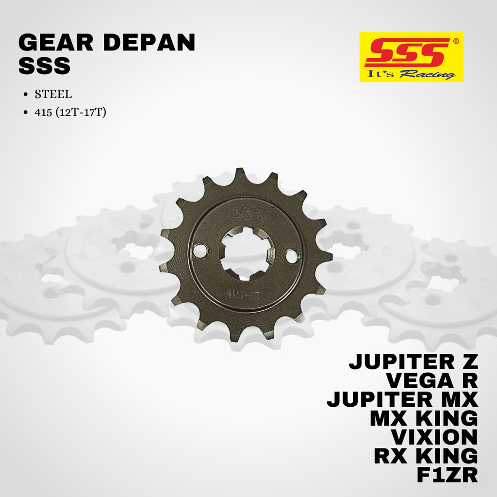 Gear gir jupiter z vega r mx rxking rxz vixion f1zr sss 415 12 13 14 15 16 17 steel