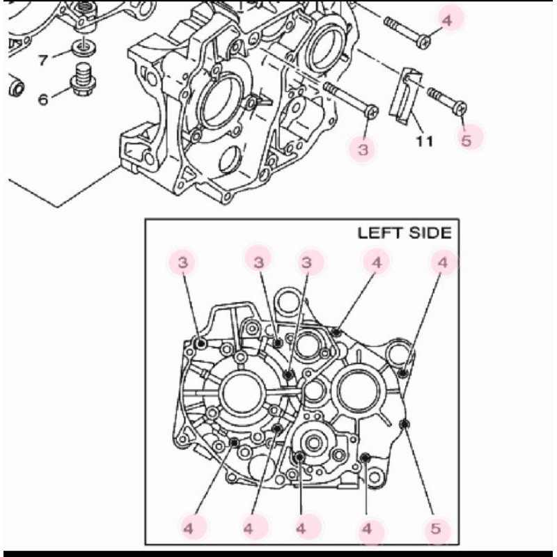 Baut Mesin Tengah/Crankcase f1zr F1ZR Asli Stainless Kunci L5