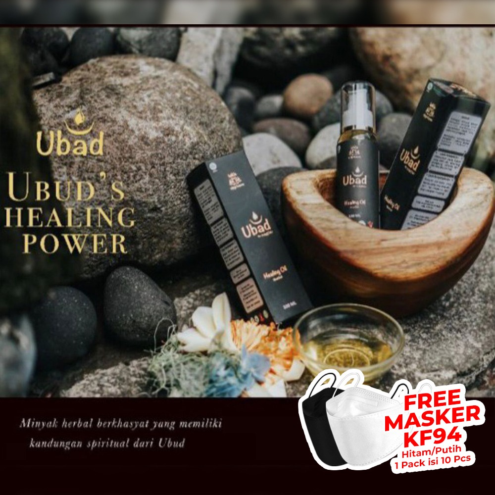 MINYAK BALUR UBAD X PURIFUKU - 100ML ORIGINAL BALI - Healing Oil / Minyak Urut Ubad Membantu Jaga Daya Imunitas Tubuh FREE MASKER KF94 WARNA HITAM/PUTIH 1 Pack isi 10 Pcs