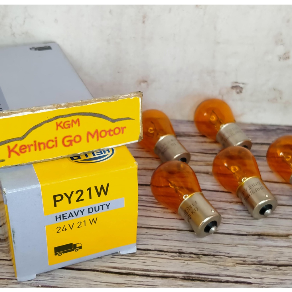 HELLA BOHLAM LAMPU PY21W 24V KAKI 1 ORANGE AMBER BESAR 8GA 006 841 241