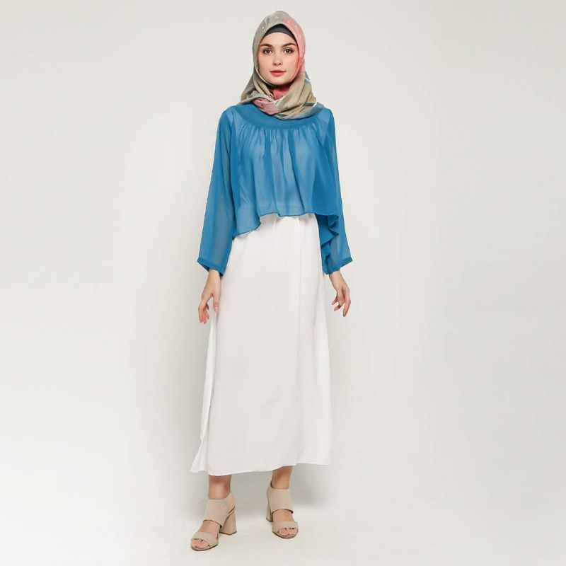 Long dress Gamis maxi sifon lengan panjang muslim wanita - JktMfashion Teana