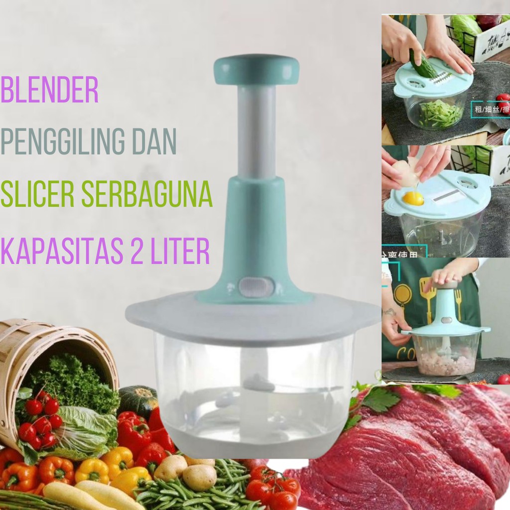 CHOPPER MANUAL 3 MATA PISAU TEKAN PENGGILING DAGING BAWANG DAN SAYURAN SERBAGUNA