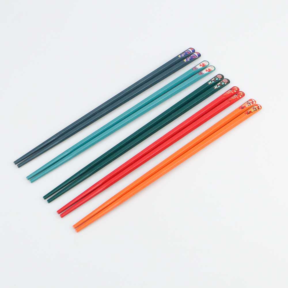 Alat Makan Sumpit Japanese Style Chopstick 5 Pasang Sumpit Kayu Motif Unik Multicolor Peralatan Dapur Berkualitas