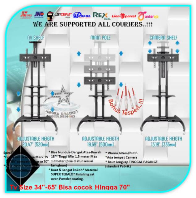 TERMURAH!! Bracket Tv Standing LED LCD 32&quot;-65&quot; Max 70&quot; AVA1500-60-1P