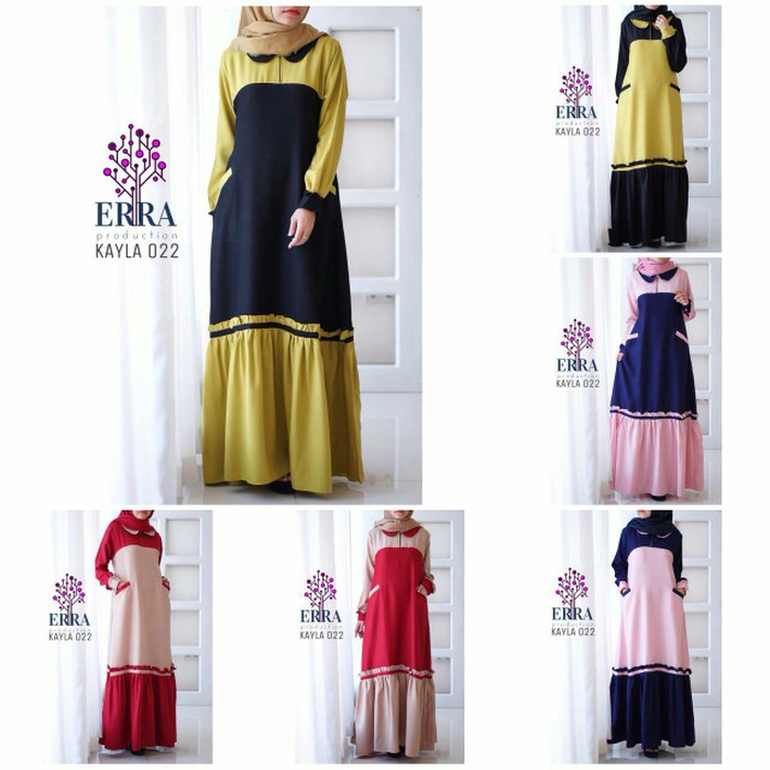 (Gamis) Gamis Kayla 022 Ori by Erra | Baju Muslim Abaya Busui Cantik Syari