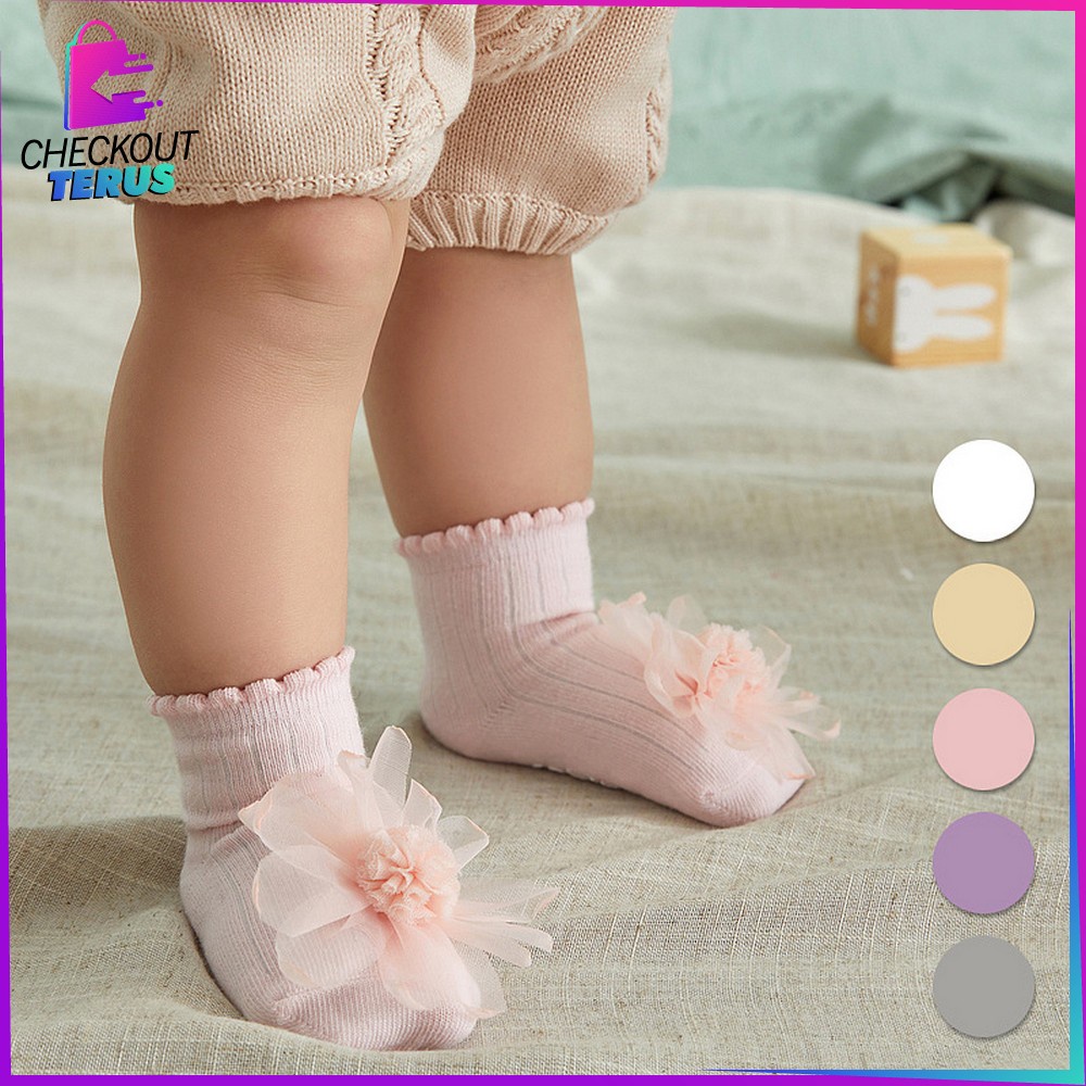 CT P218 Kaos Kaki Anak Bayi Perempuan Antislip Motif Bunga Kaus Kaki Baby Aksesoris Anak Fashion Baby