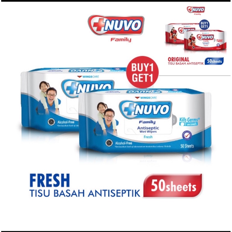 Nuvo Tissue Basah Antiseptic 50 + 50 Lembar Wet Tissue Antiseptic