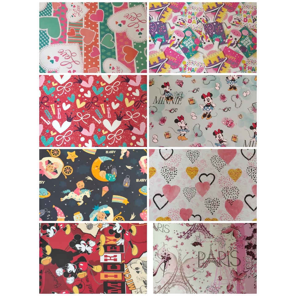 

2 of5 SANSAN WAWA Kertas Kado Besar 70x100cm min 10 lbr bisa campur motif/ kertas lain se'ukuran