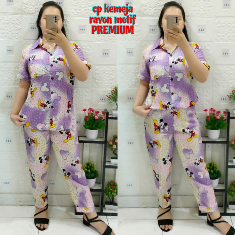 BAJU TIDUR/PIYAMA CP STD KEMEJA RAYON PREMIUM