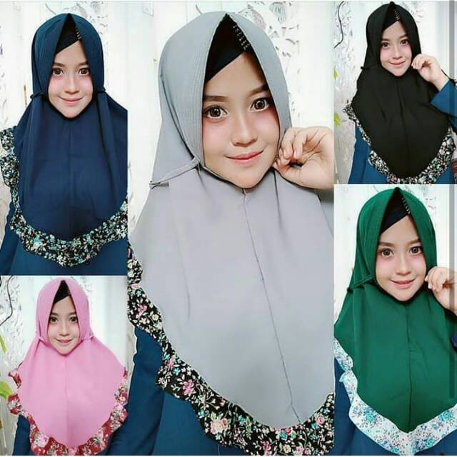 (1KG=10PCS) Khimar Rempel Bunga Tali / Bergo Hijab Jilbab Kerudung Segiempat Instan BEST SELLER