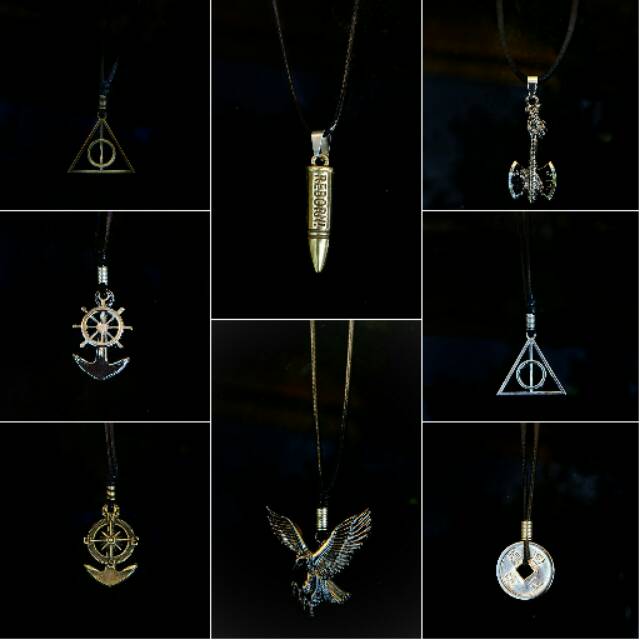 Kalung Peluru/ Triangle/Jangkar/Kampak/Pedang/Kompas Best Seller COD (BAYAR DI TEMPAT)