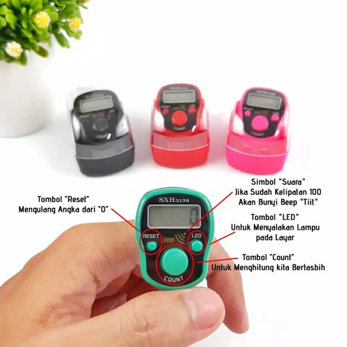 Tasbih Digital LED Alat Penghitung Ngaji Counter Jari Finger Taly Mini