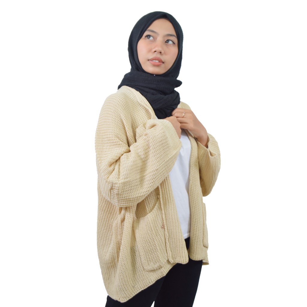 LAVELLA/LOOCY CARDY 7 GET  oversized - cardy wanita - kardigan wanita - kardigan bigsize-CREAM