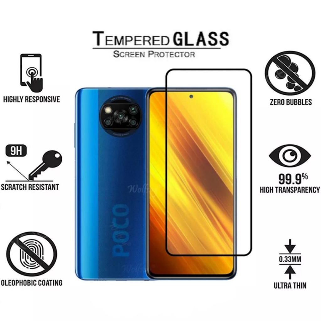 PROMO Tempered Glass Xiaomi POCO X3 Pro, POCO X3 NFC, POCO X3, NEW-HOT TG Layar FULL COVER Black