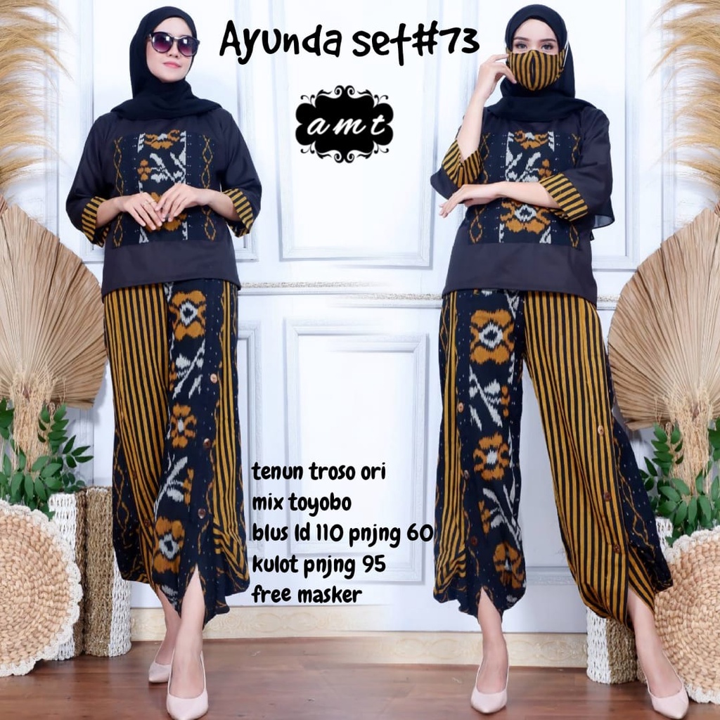 Atasan Bawahan Batik Set Tenun by Butik Batik Solo Bahan Tenun ORI kode AYUNDA SET TENUN