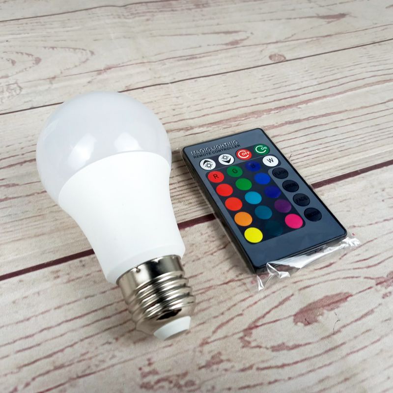 Lampu Bohlam RGB Warna Warni 16 LED Bahan ABS Anti Pecah free Remote Control