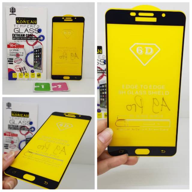 KOREAN Tempered Glass Samsung A9 2016 A910 6.0&quot; FULL COVER TG 5D Samsung A9 Pro FULL GLUE Anti Gores