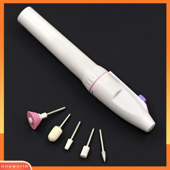 (ONWO) 5pcs / Set Alat Kikir Kuku Elektrik Bentuk Pen Untuk Manicure / Pedicure