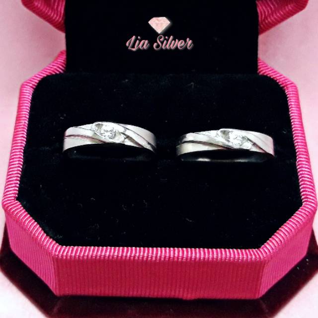 Cincin Ring Couple SILVER 925 - Perak Lapis Emas Putih