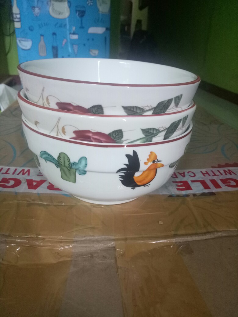 1 Pc Mangkok Nasi Besar Motif Ayam Jago Sayur Ukuran 6 Inch
