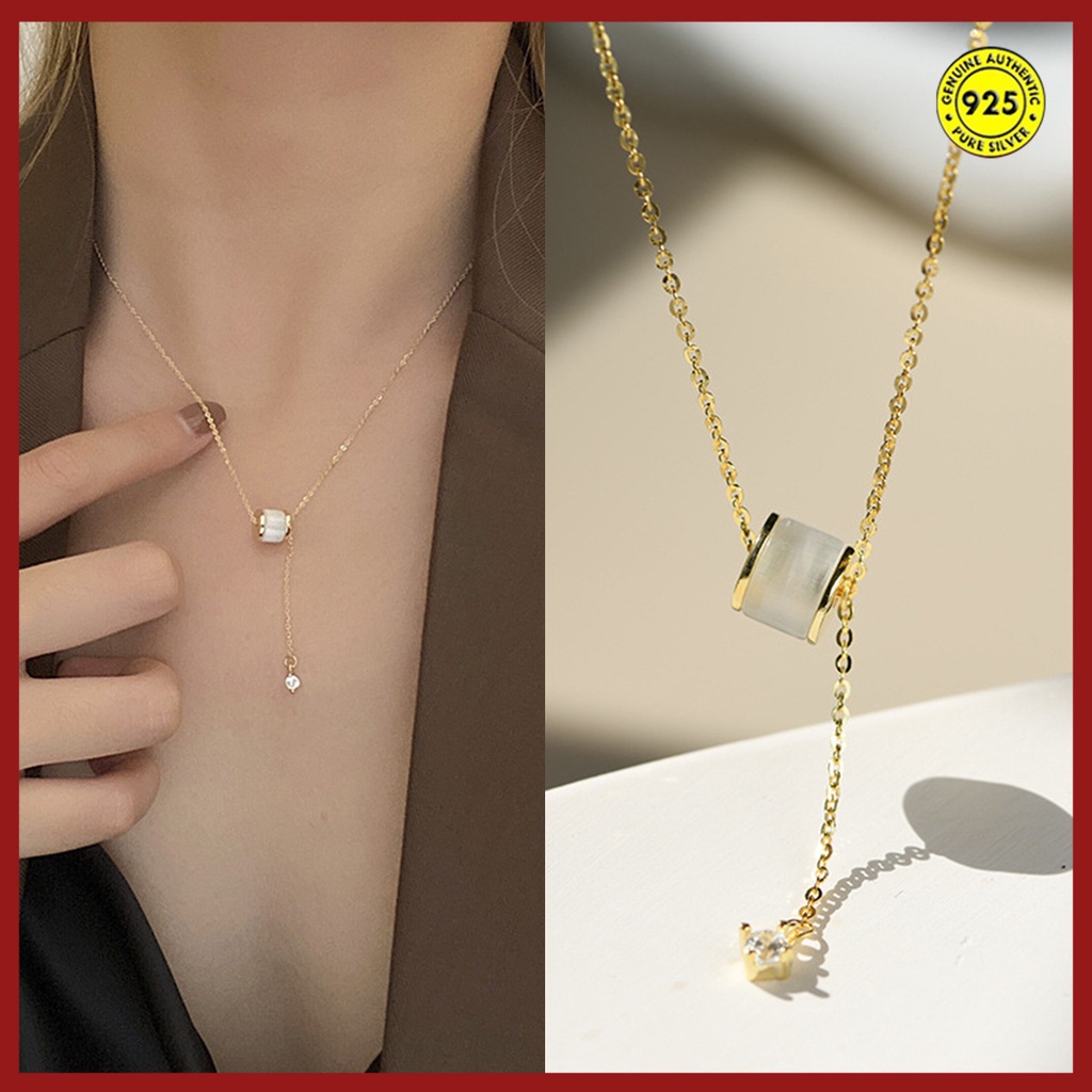 Kalung Rantai Dengan Liontin Opal Kecil Untuk Wanita