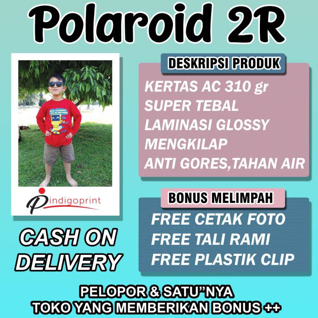 CETAK FOTO POLAROID 2R (LAMINATING GLOSY 2SISI)   KERTAS ART CARTON 310gram