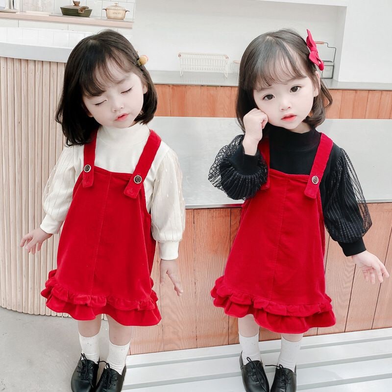 Promo !! Dress cute import / dress 2in1 ayodia furing plain ukuran 1-5tahun / Dress anak perempuan