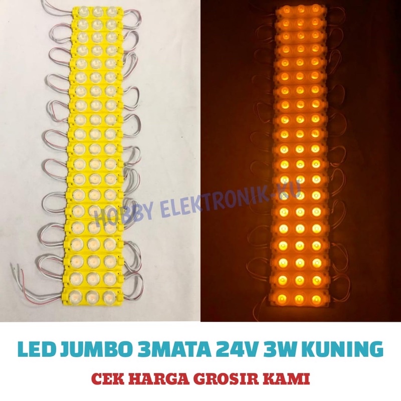 LAMPU LED JUMBO 24V 3MATA 3W KUNING (PEMBELIAN MINIMAL 10PCS)