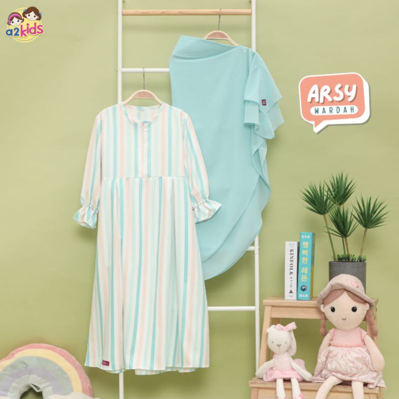 ✅ SETELAN BAJU GAMIS ANAK MUSLIM PEREMPUAN A2KIDS ARSY SET