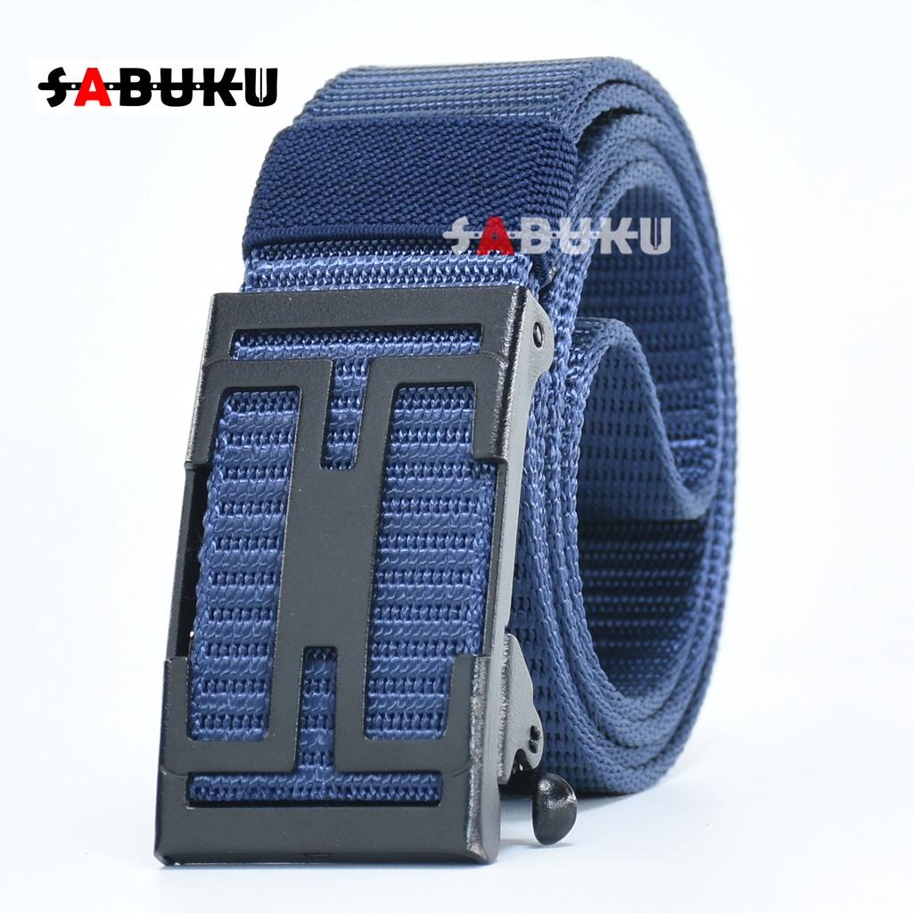 Ikat Pinggang Pria Canvas Kain Nylon Men Belt Nylon Canvas Kepala Logam Besi Men Belt - 165