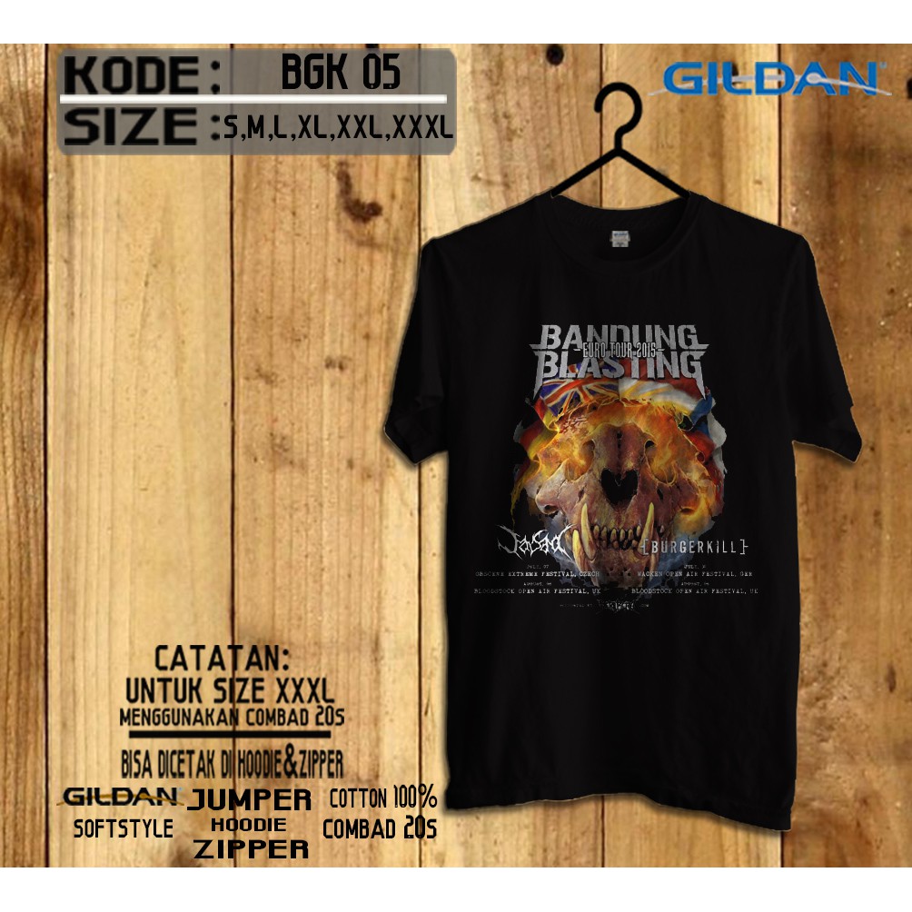 Kaos burgerkill bandung blasting 2015 original gildan softstyle bgk05