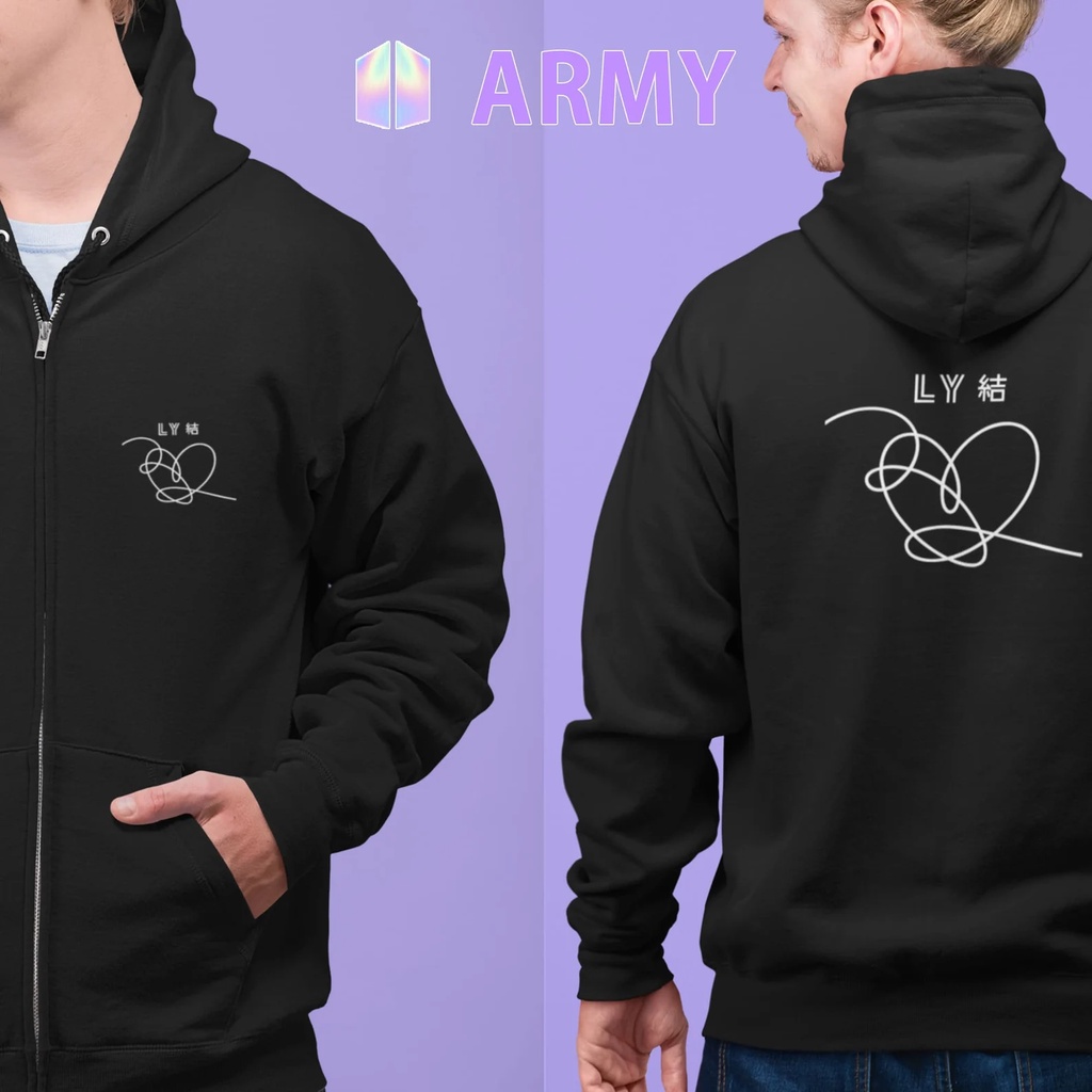 Jaket Love Your self Answer BTS Black Embroidery Idol Kpop Boy Band Korean Premium Unisex