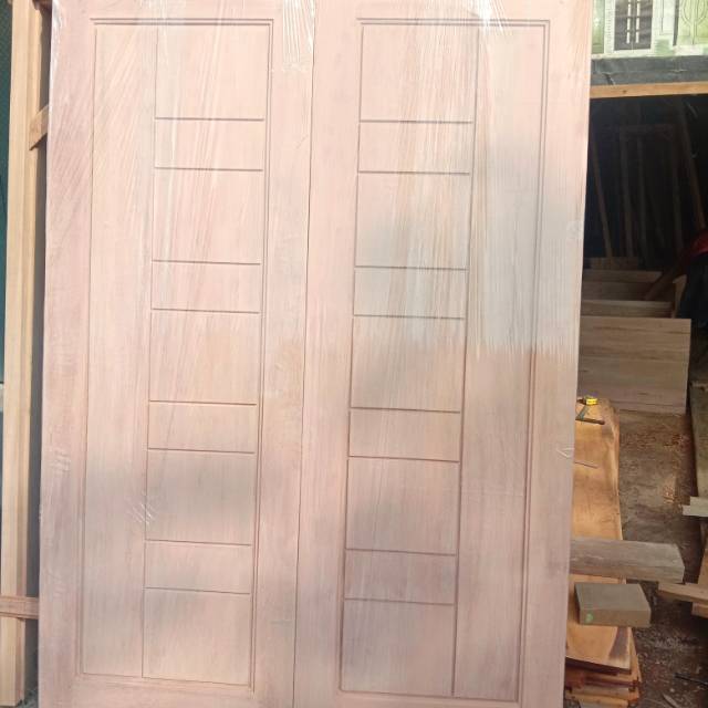 1 Set Kusen Dan Pintu Doble Minimalis Kayu Kamper Samarinda Oven Shopee Indonesia