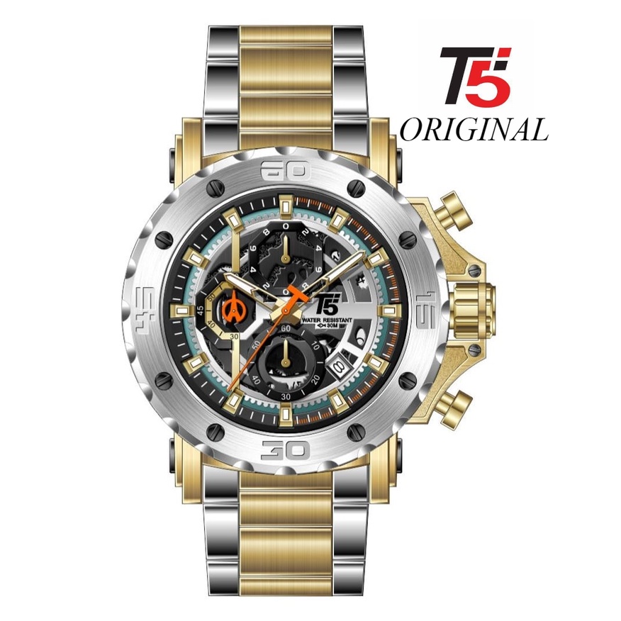 jam T5 H3723 original jam tangan pria T5 H 3723 sporty Crono aktif